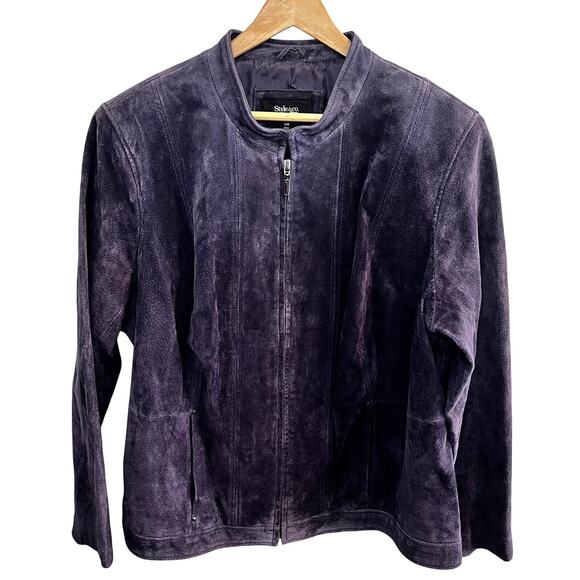 Style & Co Jacket Womens 18W Genuine Leather Full Zip Lined New Plus Size Suede - Picture 1 of 11